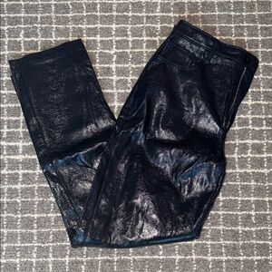 Abercrombie & Fitch 90s Straight Ultra High Rise Blue Faux Leather Pants